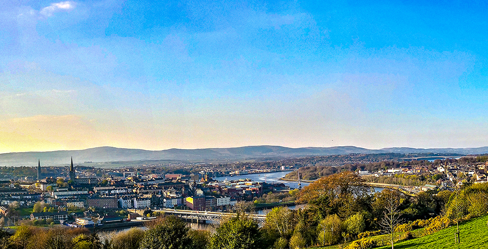 A photo taken from top of the hill with a panoramic view of the city centre